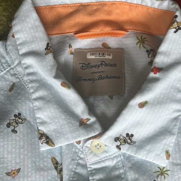 Disney Parks Tommy Bahama Mickey Mouse Button Down Shirt Light Blue Mens - Picture 5 of 7
